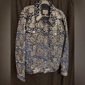 ASOS - Blue sequin embroidered jacket